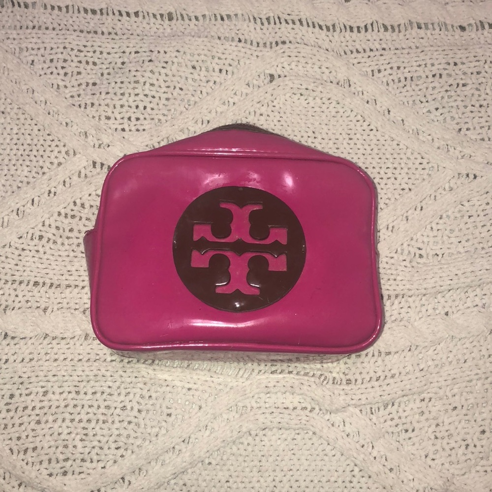 Tory Burch Large Pink & Brown cosmetics case